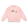 Palm Angels Kids Teddy Bear Cotton Sweatshirt In Pink