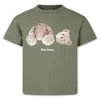 Palm Angels Kids Teddy Bear Cotton T-shirt In Green