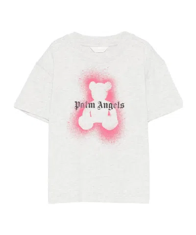 Palm Angels Kids Teddy-printed Crewneck T-shirt In White