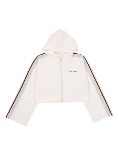 Palm Angels Kids Track Cropped Zip Hoodie Girl In Multi