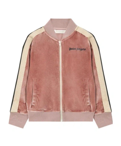 Palm Angels Kids Velvet Zip-up Jacket In Multi