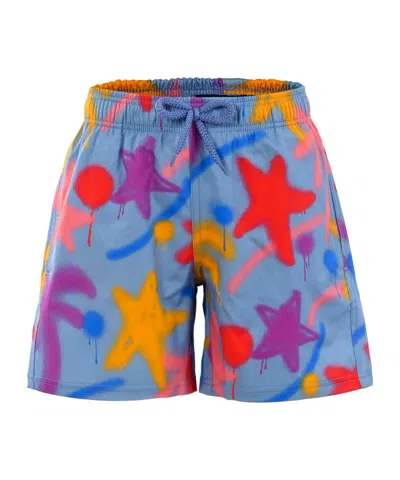 PALM ANGELS PALM ANGELS KIDS X VILEBREQUIN GRAPHIC PRINTED DRAWSTRING SWIM SHORTS