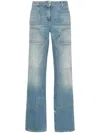 Palm Angels Knee-panel Faded Jeans In Blue