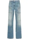 Palm Angels Knee-panel Faded Jeans In Light Blue Light Blue