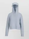 Palm Angels Pouch-pocket Knitted Hoodie In Blue