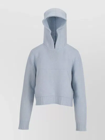 PALM ANGELS KNIT HOODY CURVED LOGO HOODED