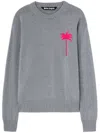 Palm Angels Knit Sweater With Palm Tree Motif In Grey