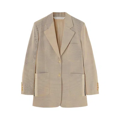 Pre-owned Palm Angels Knit Tape Blazer 'beige' | Cream | Women's Size 38