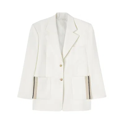 Pre-owned Palm Angels Knit Tape Blazer 'off White' | Women's Size 38