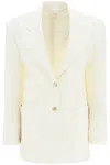 Palm Angels Blazer With Knit Detail In Butter Off White (white)