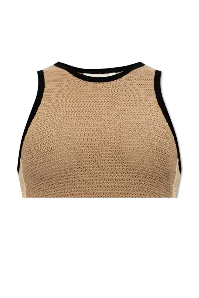 Palm Angels Knit Top In Beige