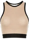 Palm Angels Knitted Cropped Top In Neutral