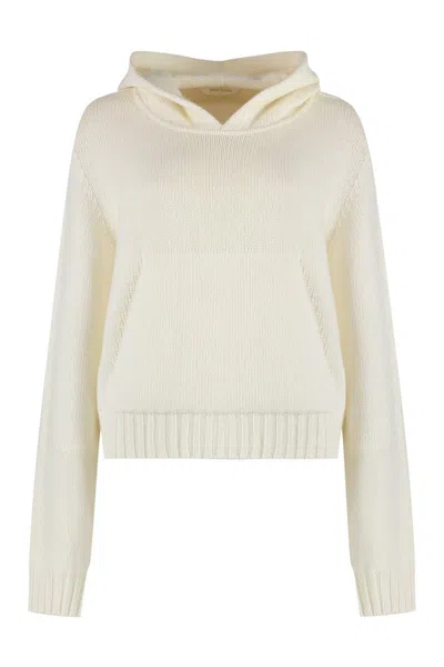 Palm Angels Knitted Hoodie In Green