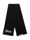 Palm Angels Knitted Logo-embroidered Scarf In Black