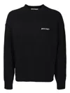 Palm Angels Cotton Oversize Crew Neck Sweatshirt In Black