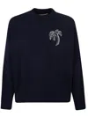 Palm Angels Embroidered Palm Sweater Black White In Black