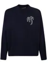 Palm Angels Embroidered Palm Sweater Black White In Black
