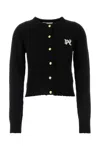 Palm Angels Cardigan Long Sleeves Wool Blend In Black