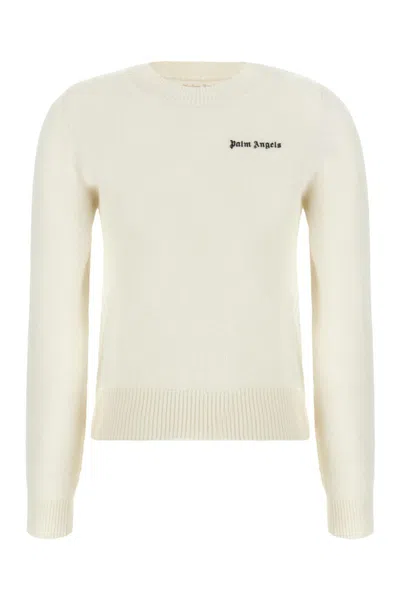 PALM ANGELS PALM ANGELS IVORY CASHMERE BLEND SWEATER