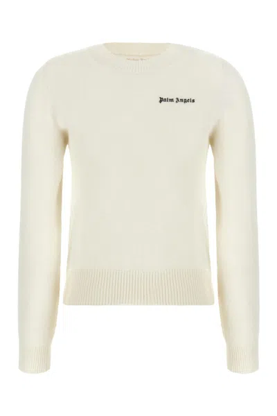Palm Angels Ivory Cashmere Blend Sweater In Beige