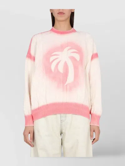 Palm Angels Knitwear With Patent Leather Effect In Neutral