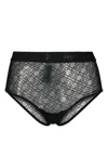 Palm Angels Lace High Waist Sheer Slip With Elastic Band In Black Black