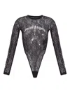 Palm Angels Lace Logo Bodysuit In Black