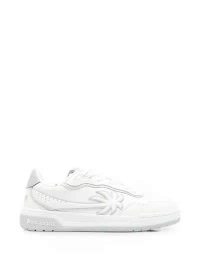Palm Angels Lace-up Leather Sneakers In White