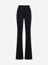 Palm Angels Monogram-jacquard Knitted Flared Trousers In Black