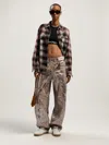 Palm Angels Laminated Leather Carrot Pant In Gray