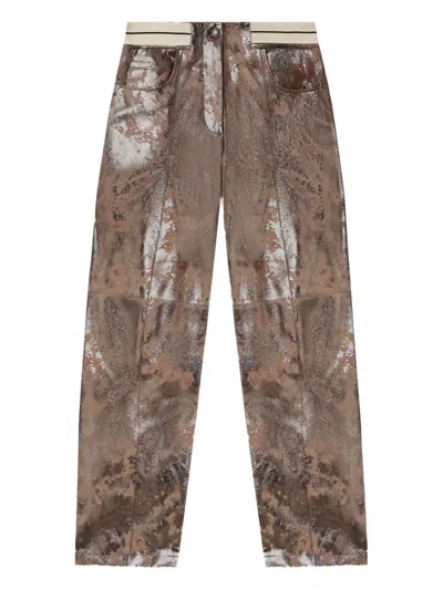 Palm Angels Laminated Trousers In Brown