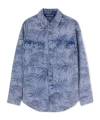 Palm Angels Palm Jacqured Denim Shirt In Blue