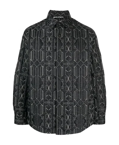 Palm Angels Quilted Shirt In Black