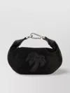 PALM ANGELS LARGE FABRIC HANDBAG WITH EMBROIDERED PALM TREE