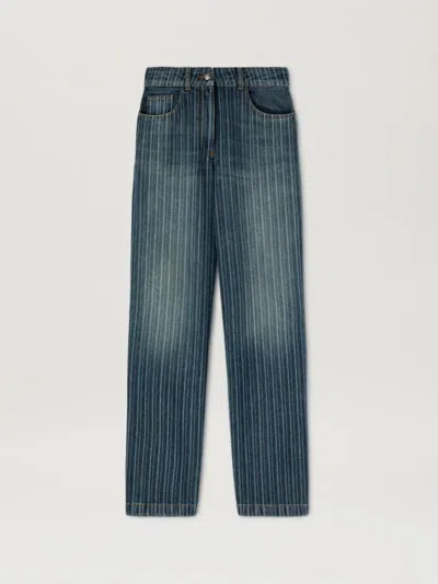Palm Angels Laser Pinstriped Denim Pants