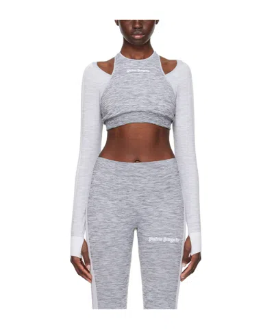 Palm Angels Layered Structure Design T-shirt In Gray