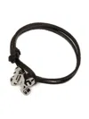 Palm Angels Monogram Leather Cord Bracelet In Silber