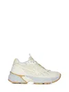 Palm Angels Leather And Fabric Low-top Sneakers In Beige