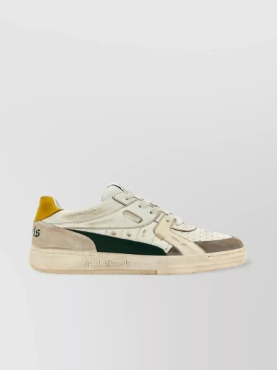 PALM ANGELS LEATHER AND SUEDE SNEAKERS WITH PALM PRINT