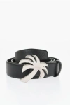 Palm Angels Leather Belt With Palm-shaped Buckle 35mm