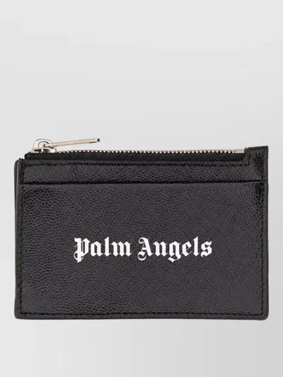 Palm Angels Leather Card Holder In Black