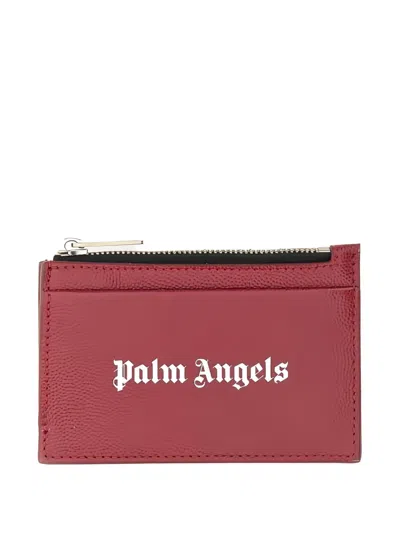 Palm Angels Caviar Card Holder In Burgundy