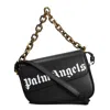Palm Angels Black Leather Crossbody Bag In Black