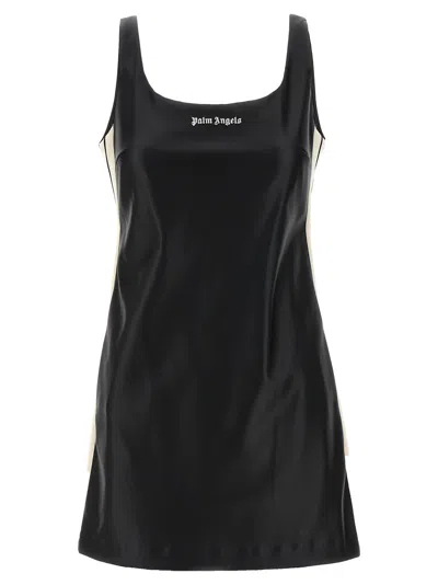 Palm Angels Black Leather Effect Track Dress