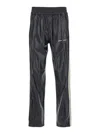 PALM ANGELS BLACK TRACK PANTS WITH LOGO PRINT IN ECO LEATHER MAN