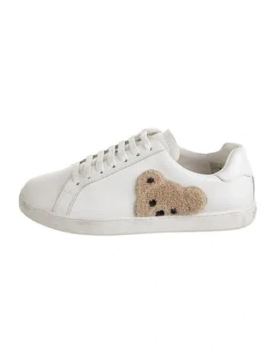 Pre-owned Palm Angels Leather Embroidered Accent Sneakers In White