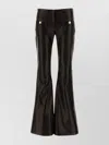 Palm Angels Leather Flared Leg Trousers With Front Patch Pockets