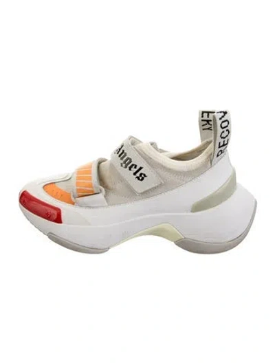 Pre-owned Palm Angels Leather Graphic Print Chunky Sneakers In Neutrals/white