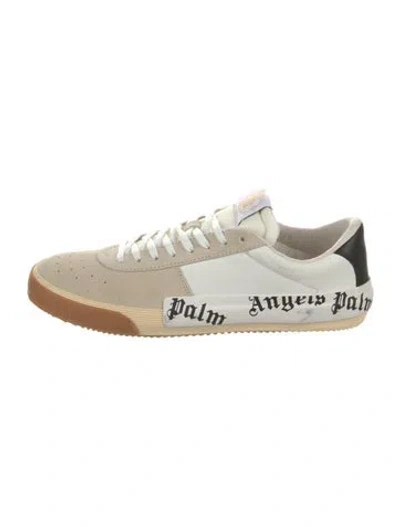 Pre-owned Palm Angels Leather Graphic Print Sneakers In White