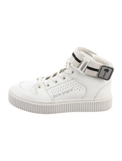 Pre-owned Palm Angels Leather Graphic Print Sneakers In White